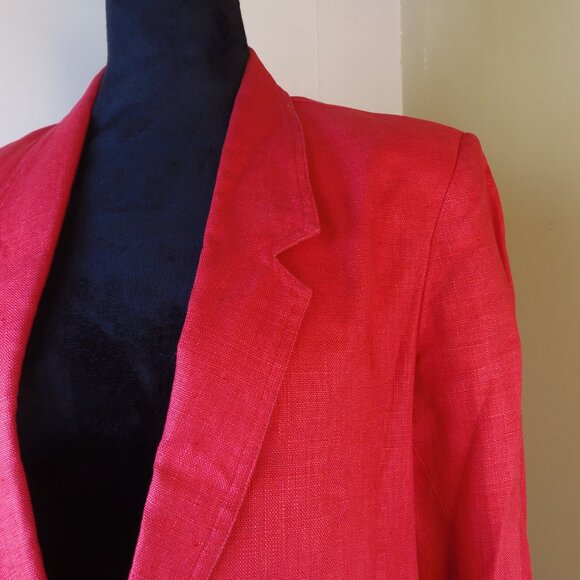 Vintage Chaus Women's 100% Linen Red Blazer SZ 12 Costumer 70s Officewear - Picture 7 of 10